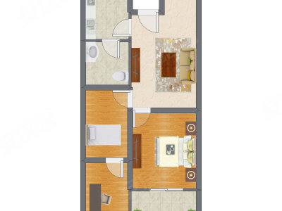 2室1厅 86.56平米户型图