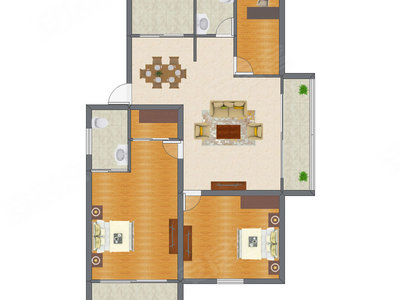 2室1厅 114.88平米