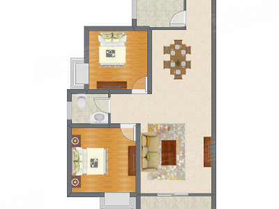 2室2厅 96.89平米户型图