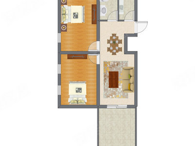 2室1厅 78.45平米户型图