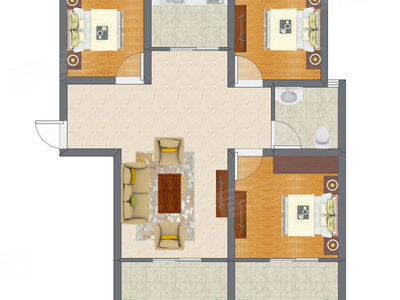 3室2厅 80.10平米