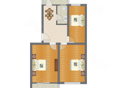 3室1厅 79.30平米户型图