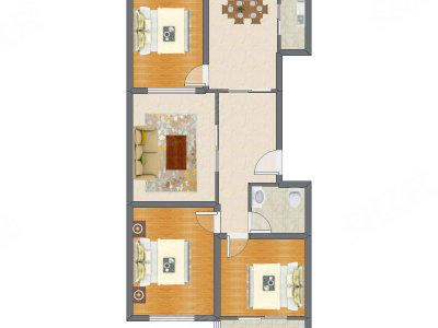 3室3厅 105.00平米户型图