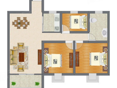 3室2厅 64.90平米