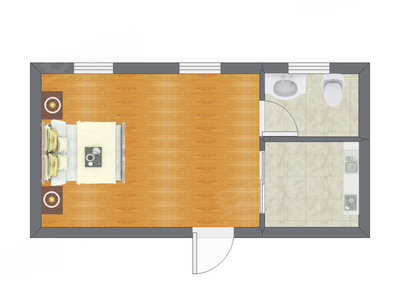 1室0厅 61.61平米户型图