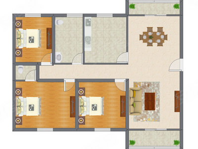 3室2厅 97.63平米户型图