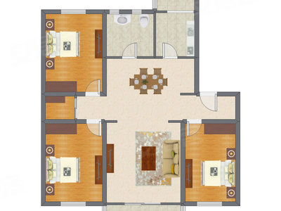 3室2厅 146.74平米户型图