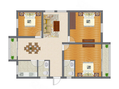 3室2厅 87.32平米
