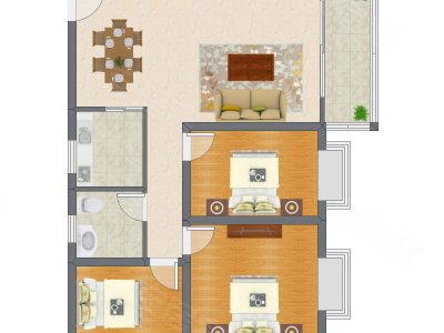 3室2厅 98.91平米