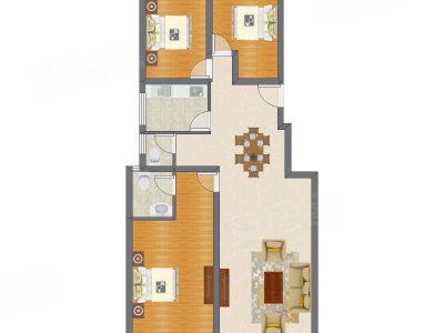 3室2厅 123.28平米户型图
