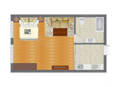 1室0厅 43.12平米户型图