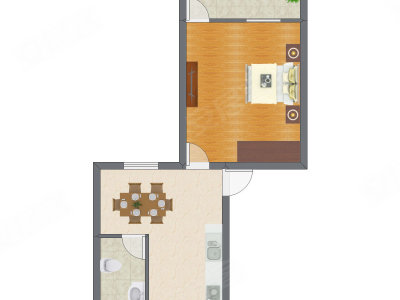1室1厅 43.53平米