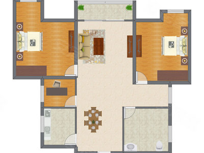 2室1厅 98.67平米