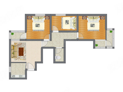 3室1厅 98.55平米