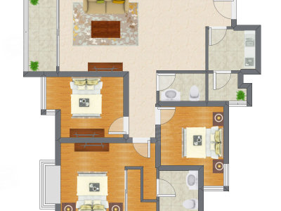 3室1厅 126.64平米户型图