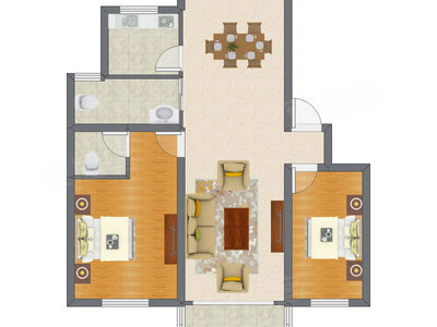 2室2厅 95.10平米户型图