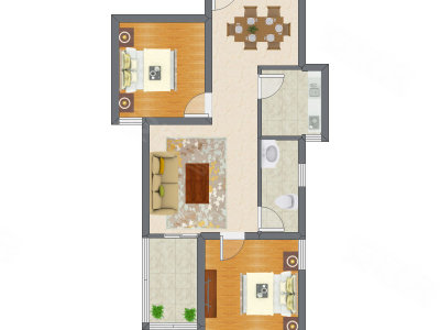 2室2厅 83.26平米户型图