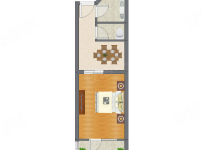 1室1厅 41.12平米户型图