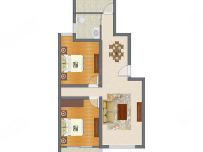 2室2厅 105.80平米户型图