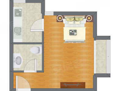 1室0厅 44.19平米户型图
