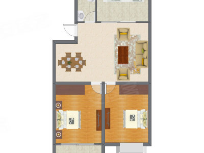 2室1厅 72.75平米