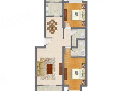 2室2厅 99.04平米户型图