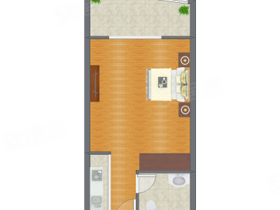1室0厅 39.61平米户型图