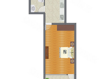1室0厅 35.93平米户型图