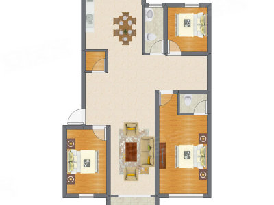 3室2厅 137.00平米户型图