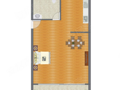 1室1厅 38.60平米