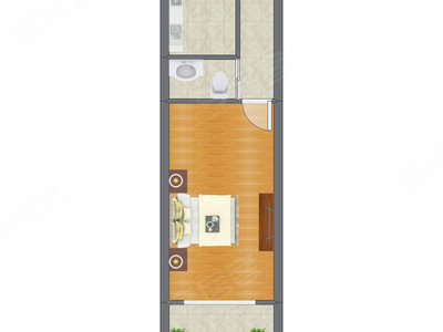 1室0厅 35.81平米户型图
