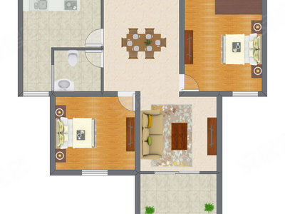 2室2厅 78.28平米