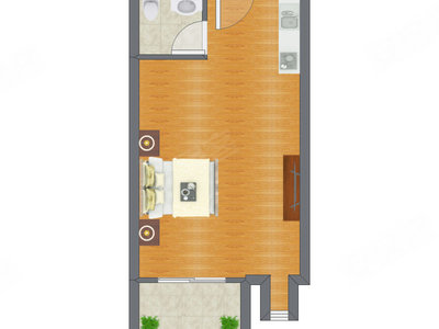 1室0厅 47.24平米户型图