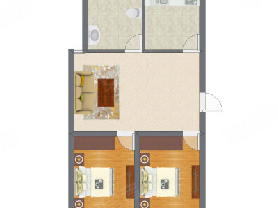 2室1厅 82.50平米户型图