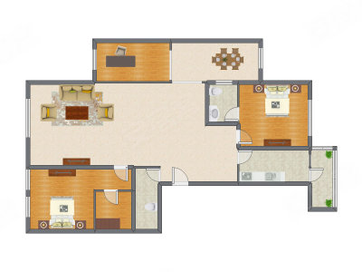 3室2厅 153.52平米户型图