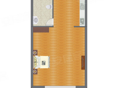 1室1厅 57.21平米户型图