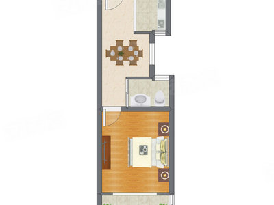 1室1厅 41.86平米户型图