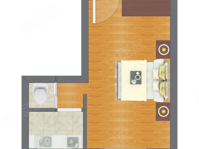 1室0厅 33.11平米户型图