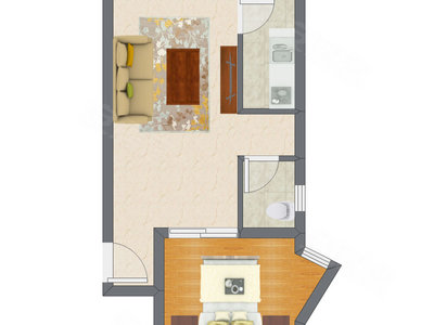 1室1厅 41.80平米户型图