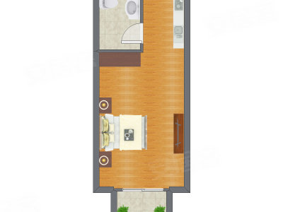 1室0厅 37.32平米户型图