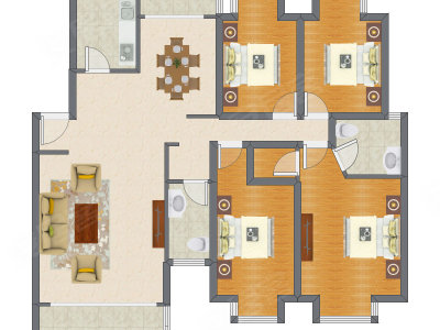 4室2厅 148.29平米户型图