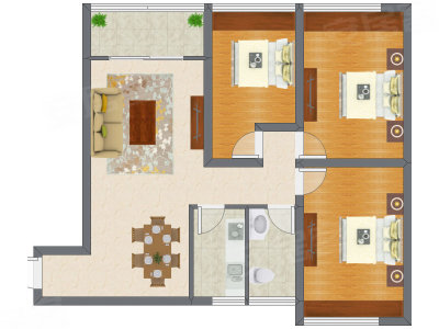3室2厅 99.53平米