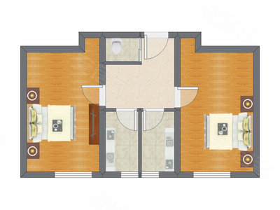 2室1厅 64.71平米