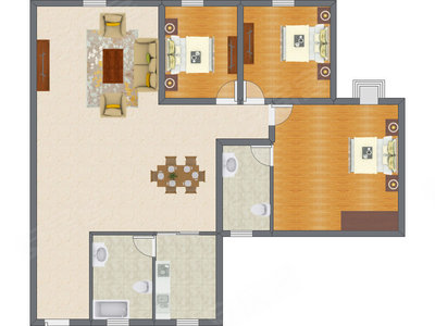3室2厅 144.39平米
