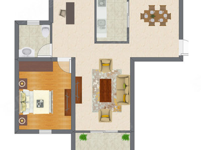 2室2厅 60.12平米户型图