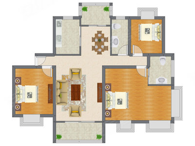 3室2厅 123.10平米