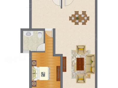 1室2厅 97.00平米户型图