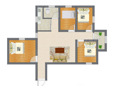 4室1厅 84.50平米