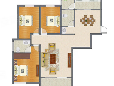 3室2厅 97.74平米