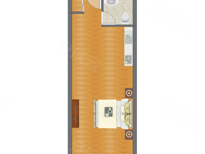 1室0厅 59.16平米户型图